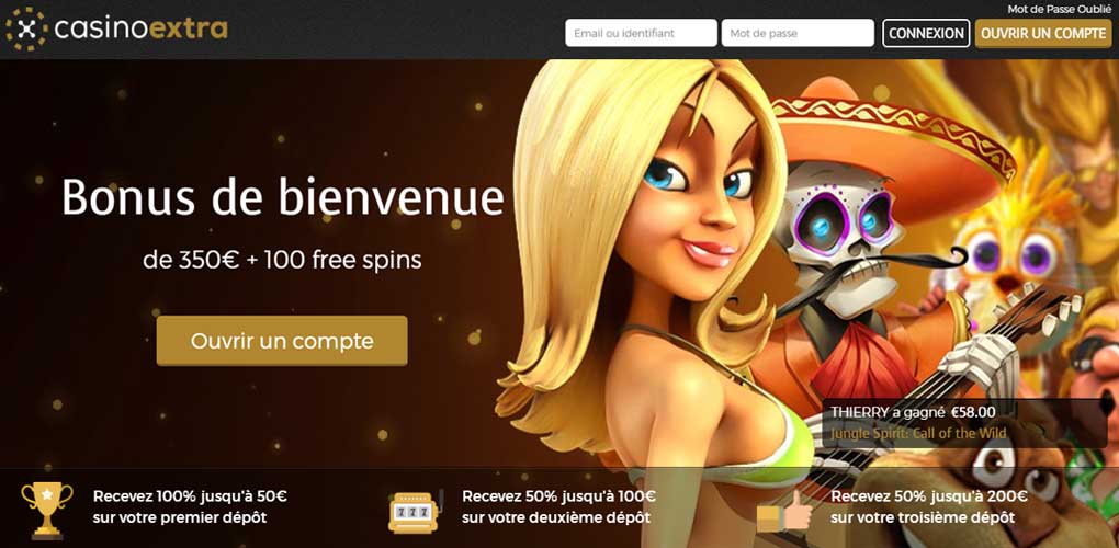 Bonus sans dépôt : 20 tours gratuits sur Casino Extra