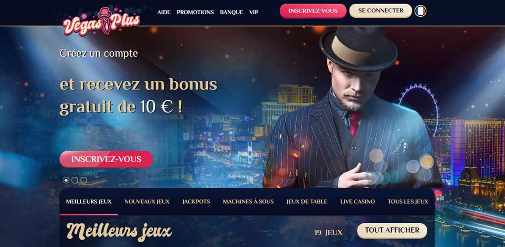 Bonus sans dépôt : 10 € gratuits sur VegasPlus