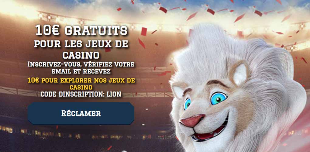 Bonus sans dépôt : 10 € gratuits sur White Lion