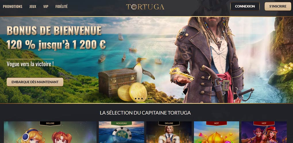400 € ou 120 % jusqu’à 1200 € sur Tortuga Casino