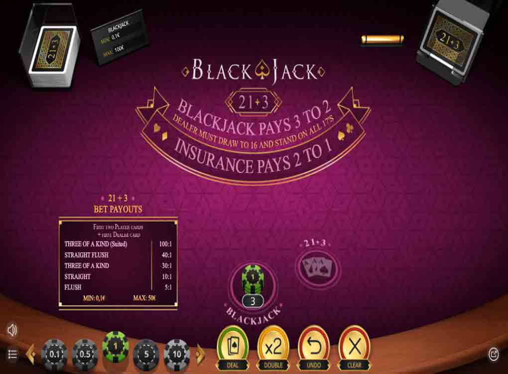 Jouer à Blackjack 21+3