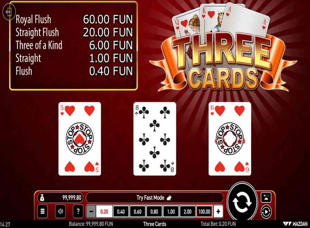 Jouer à Three Cards Poker